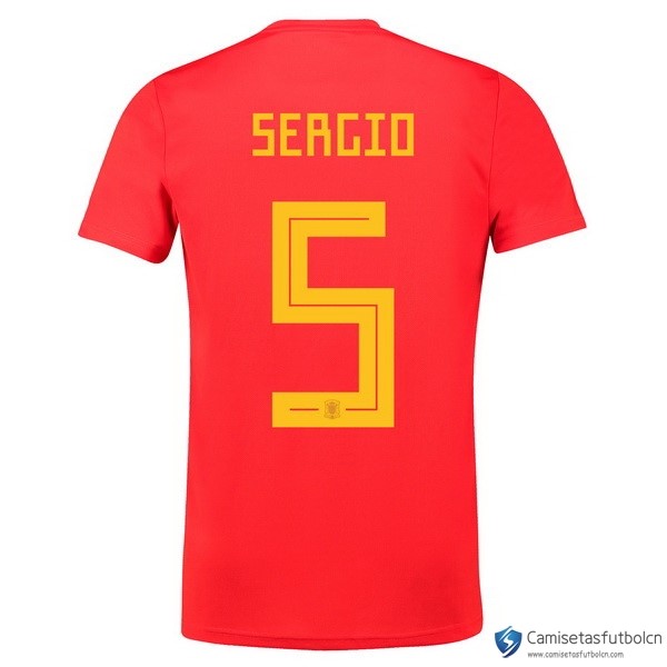 Camiseta Seleccion España Primera equipo Sergio 2018 Rojo